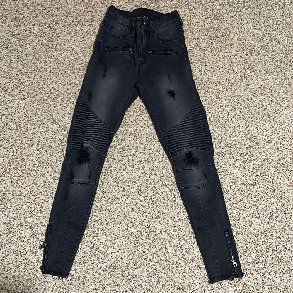 Black distressed jeans